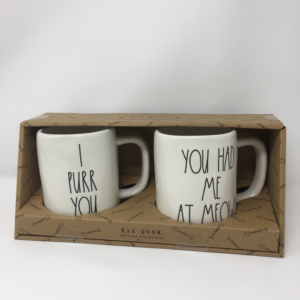 SOLD!! NWT Rae Dunn CAT LOVE Mug set of 2 🐈 - Picture 5 of 5
